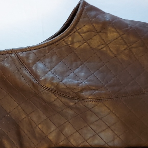 Essential Elements Women's Quilted Brown Leather Vest Fitted Western  L - Picture 2 of 14